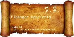 Fibinger Henrietta névjegykártya